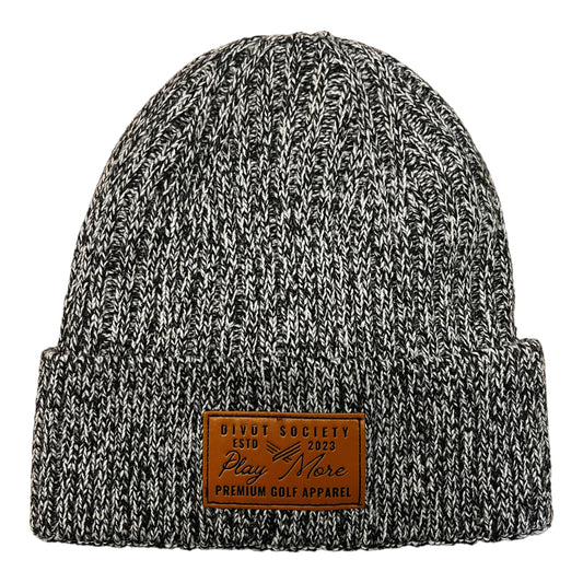 Divot Society Golf 'Play More' Golf Beanie - Lightweight Acrylic - Plush Fleece Lining - Leather Patch