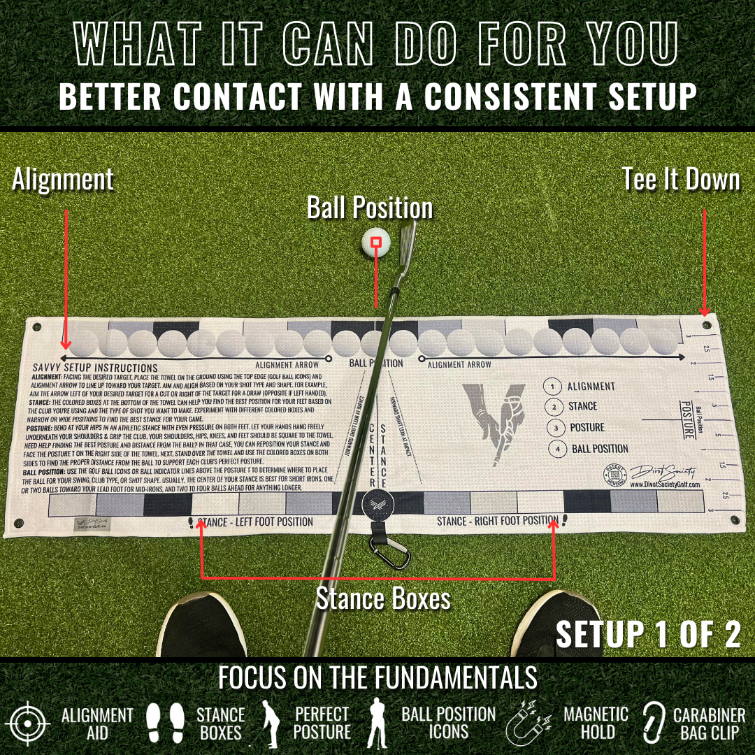 Savvy Setup Training Aid Golf Towel: Effortlessly Improve Your Game On The First Swing