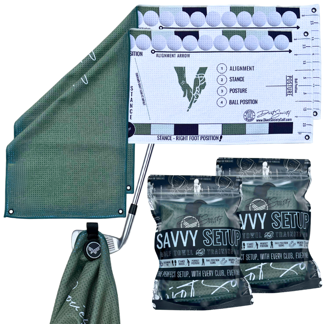 2 Pack - Savvy Setup Golf Towel & Training Aid