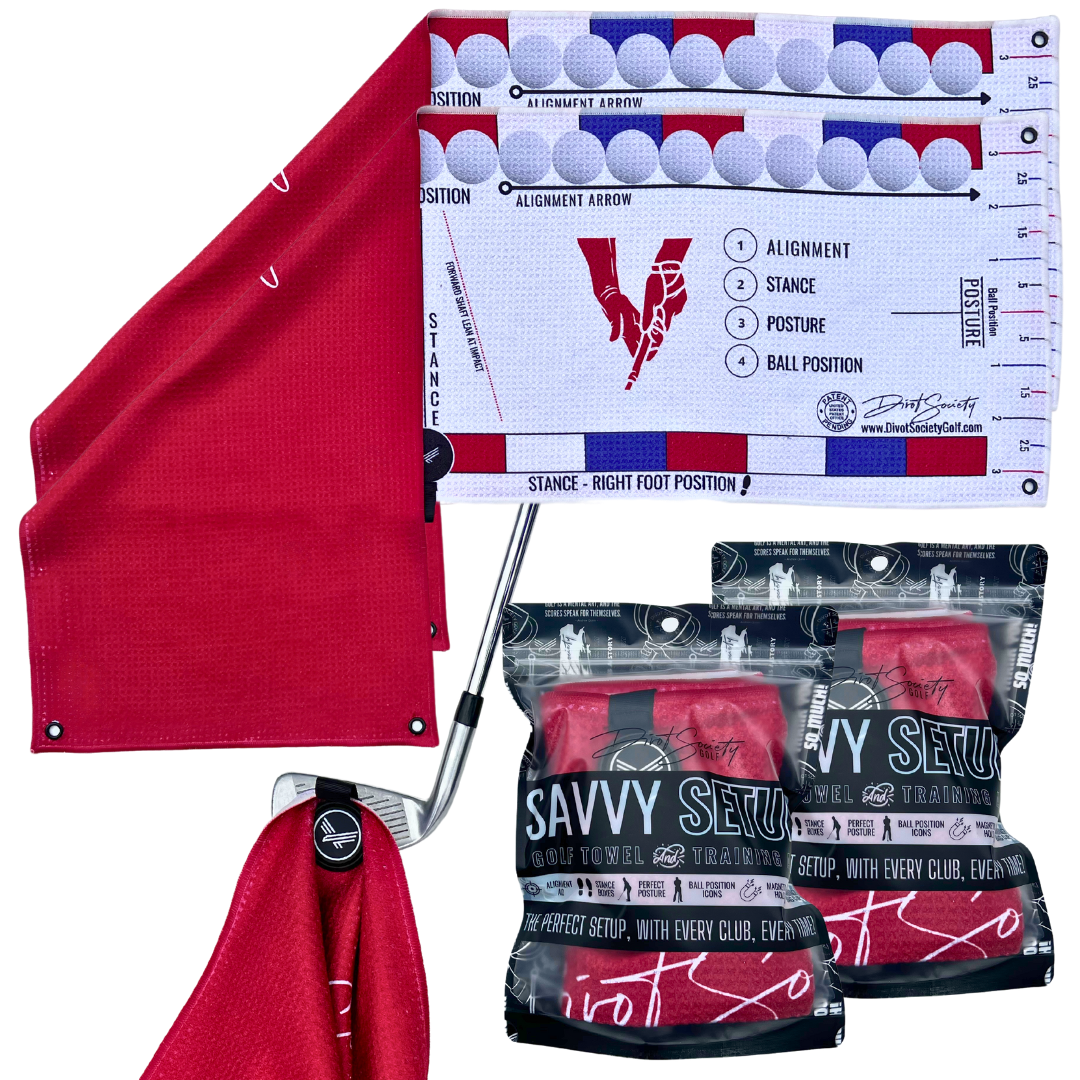 2 Pack - Savvy Setup Golf Towel & Training Aid