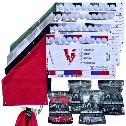 Savvy Setup Training Aid Golf Towel: Effortlessly Improve Your Game On The First Swing - 4 Pack