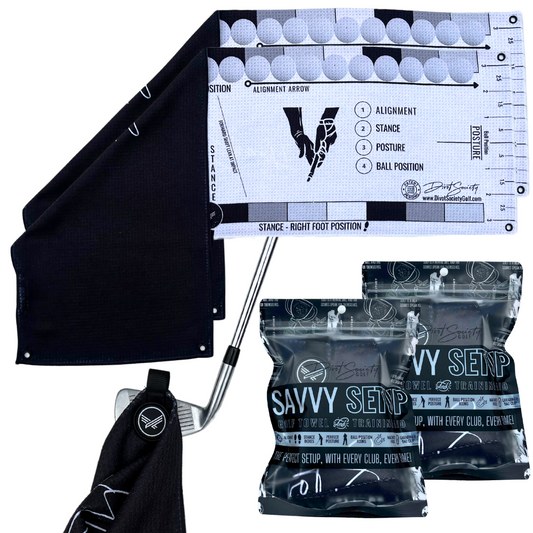 Savvy Setup Training Aid Golf Towel: Effortlessly Improve Your Game On The First Swing - 2 Pack